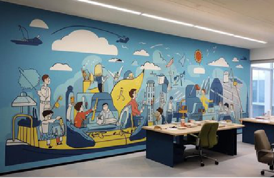金秀办公室墙绘的特点。