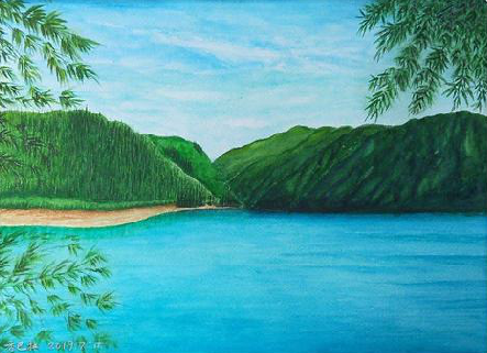 金秀在墙绘中，如何绘画绿水青山？