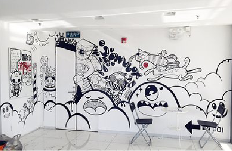 金秀手绘墙并非传统涂鸦。